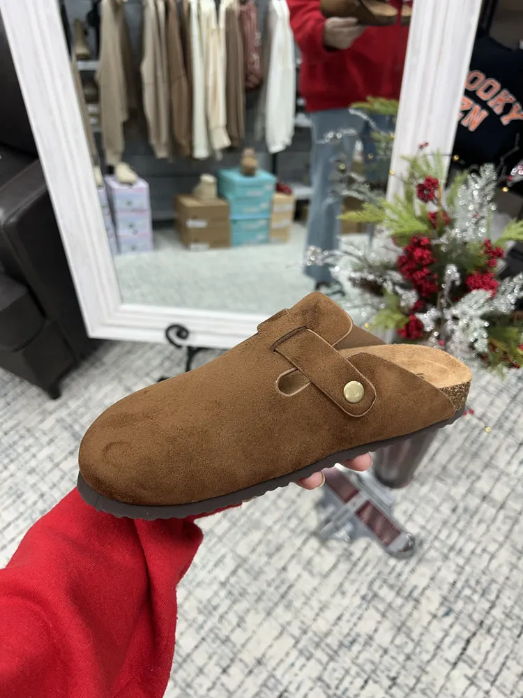 Regis Suede Slip on Clog Mules