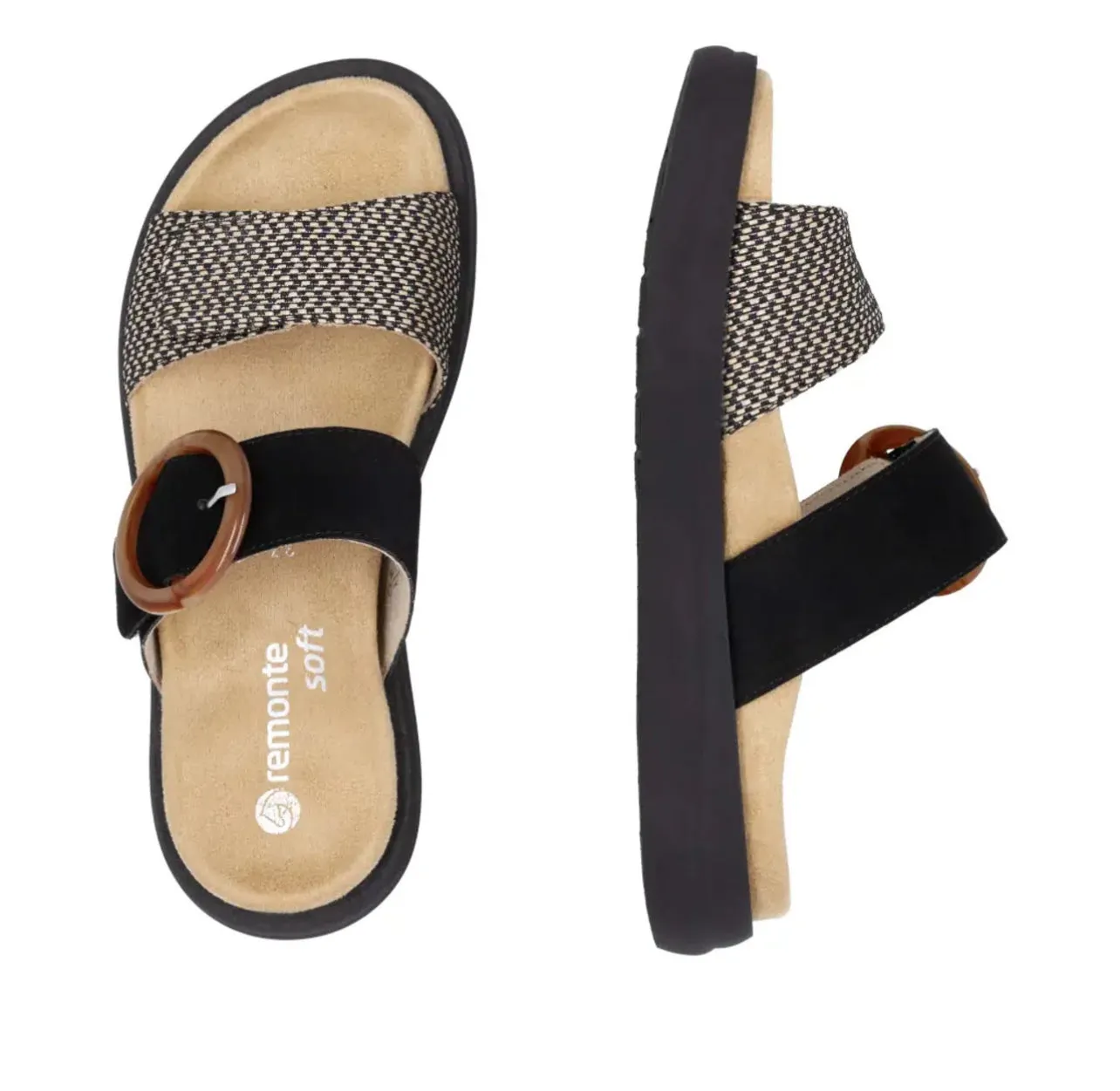 Remonte - D2N51 Black and Camel Mule