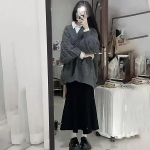 Retro Sweater   Skirt Two-piece Set  UB96016