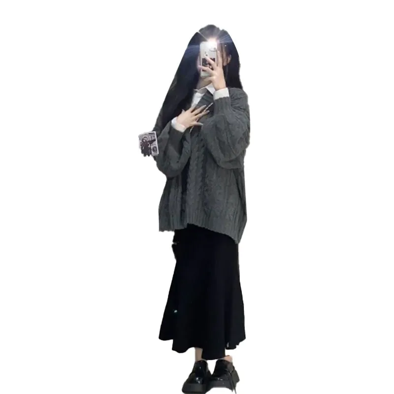 Retro Sweater   Skirt Two-piece Set  UB96016