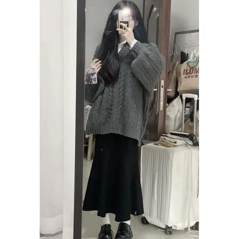 Retro Sweater   Skirt Two-piece Set  UB96016