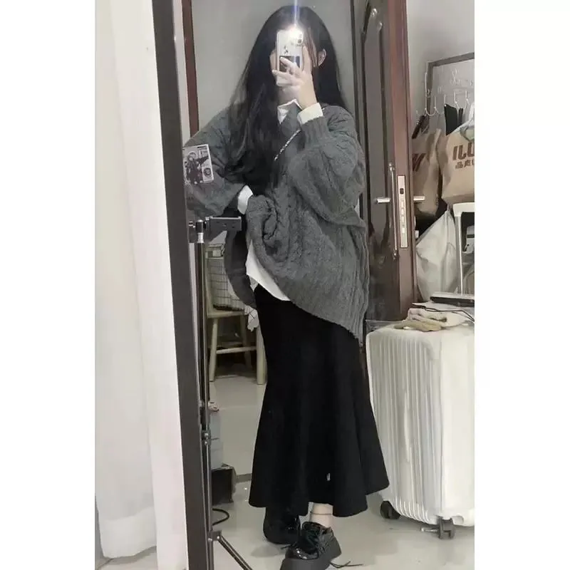Retro Sweater   Skirt Two-piece Set  UB96016