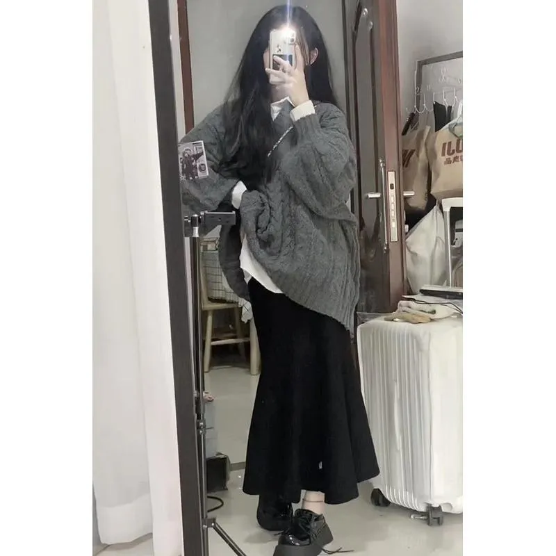 Retro Sweater   Skirt Two-piece Set  UB96016