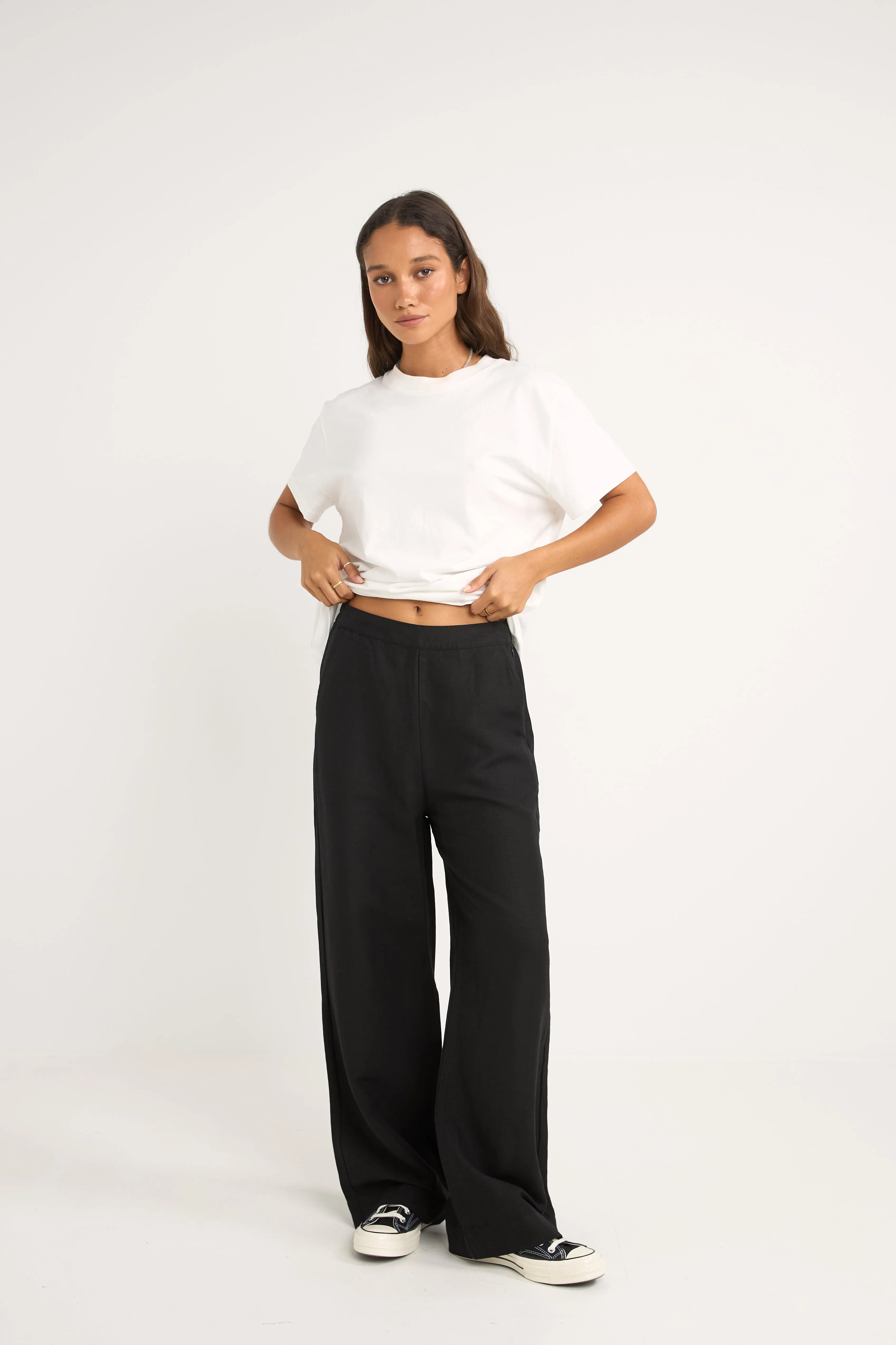 RHYTHM STEVIE WIDE LEG PANT - BLACK