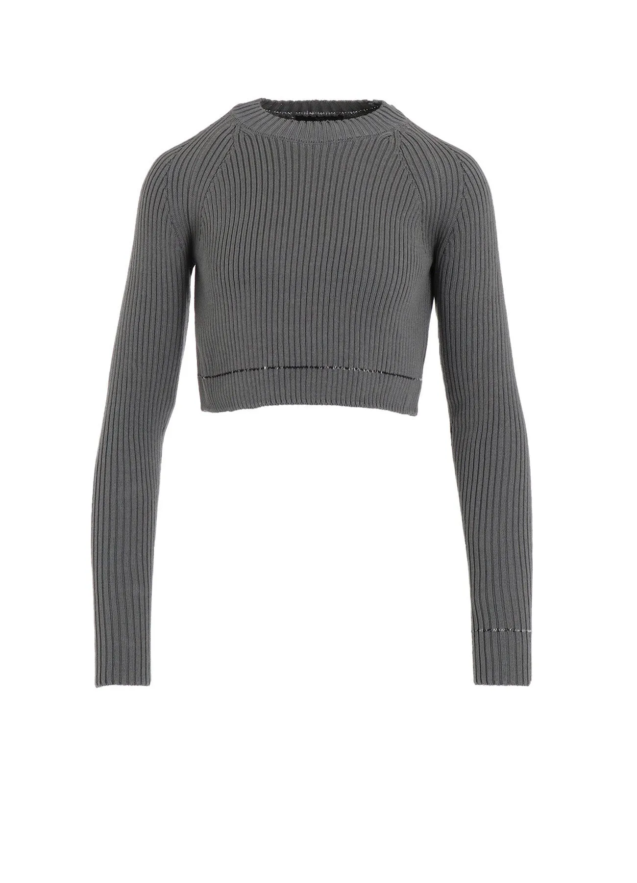 RIB STITCH TWISTED LONG SLEEVE RIB CROPPED PULLOVER