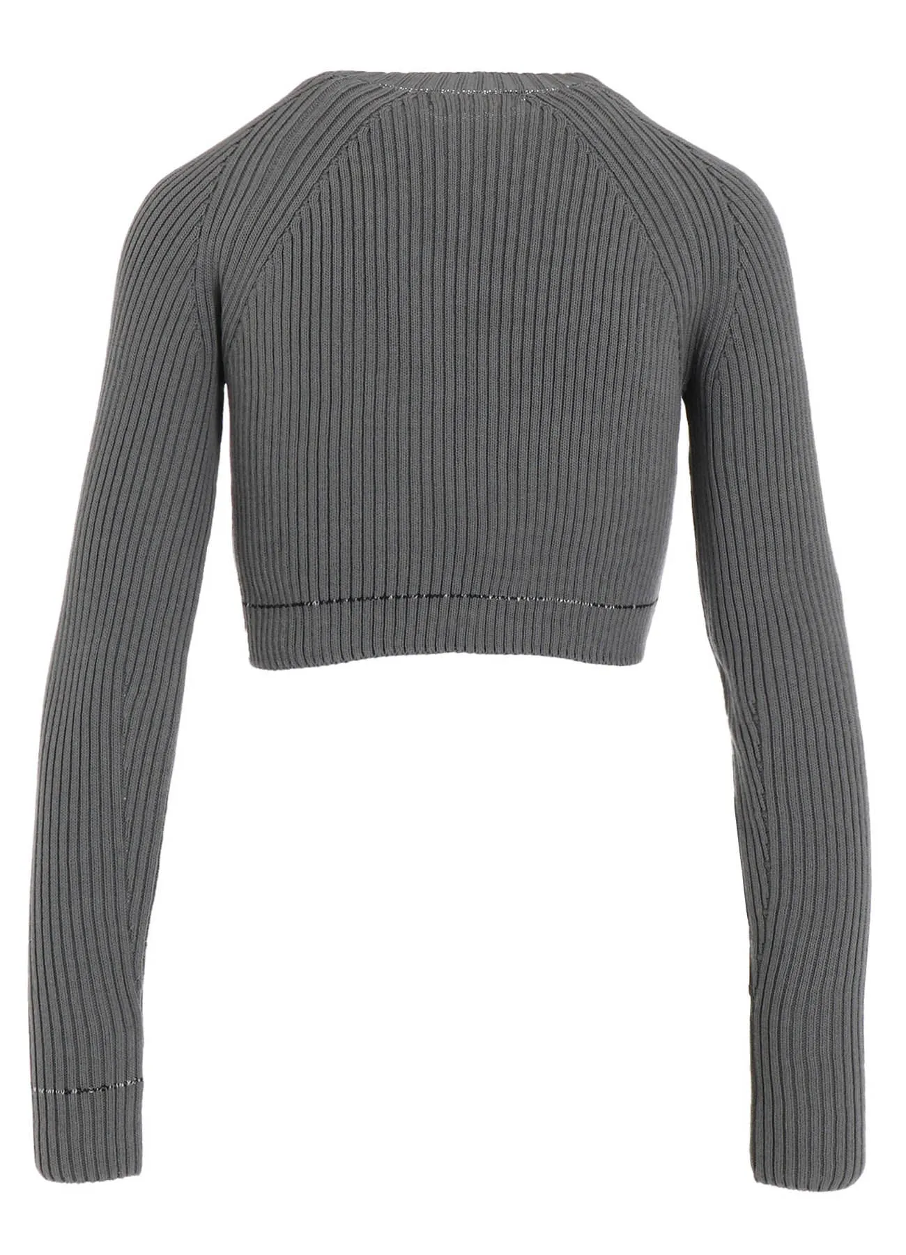 RIB STITCH TWISTED LONG SLEEVE RIB CROPPED PULLOVER