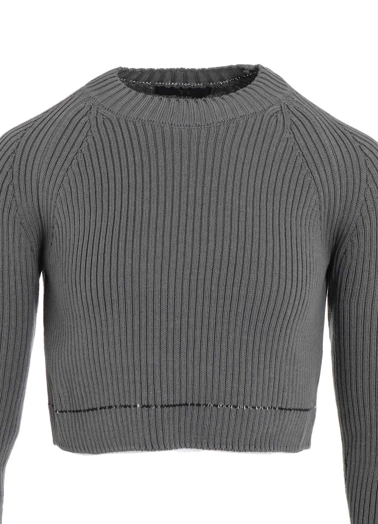RIB STITCH TWISTED LONG SLEEVE RIB CROPPED PULLOVER