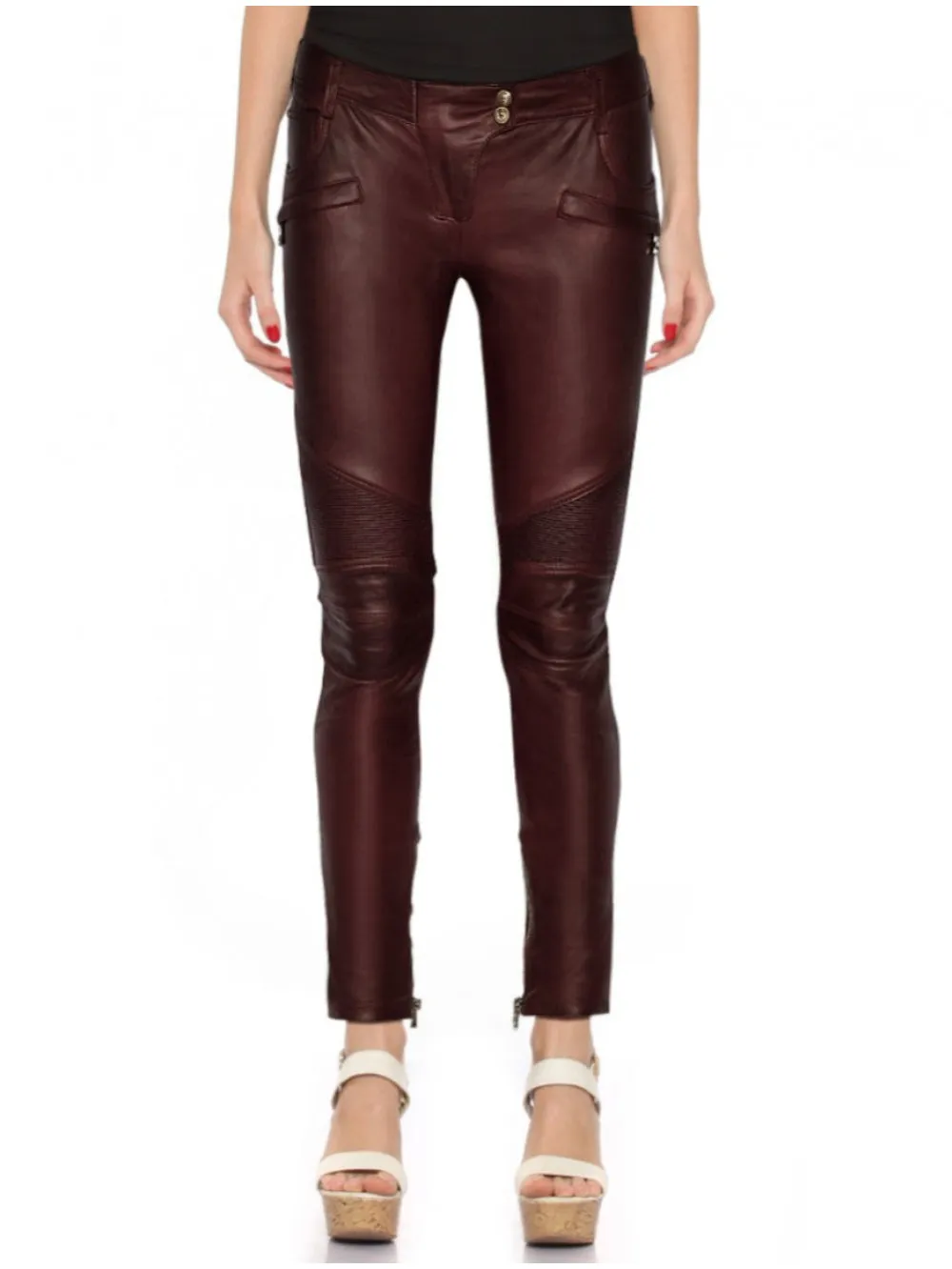 Ribbed Motorcycle Leather Pants