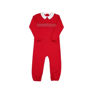 Rigsby Romper - Richmond Red with Worth Avenue White Smocking