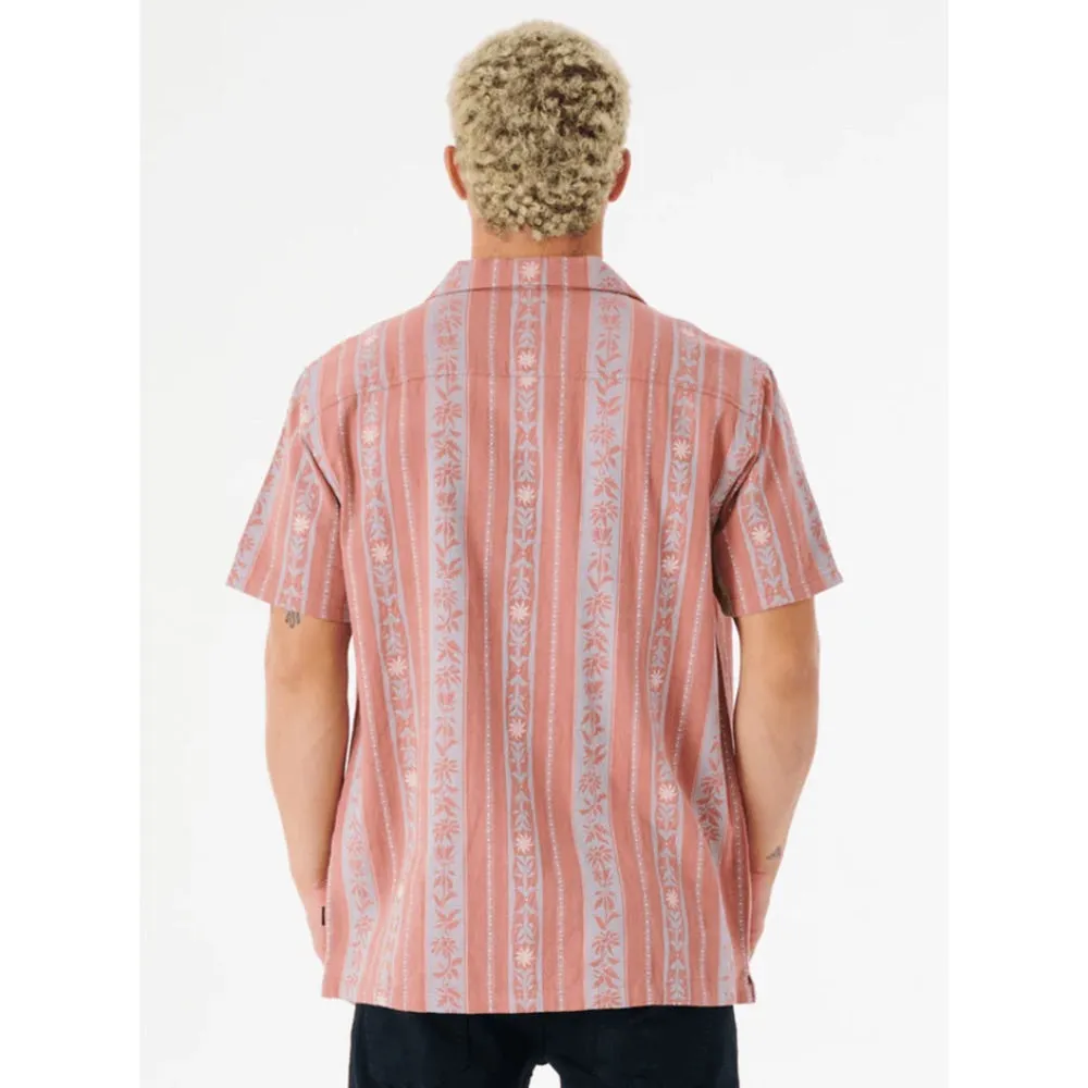 RIP CURL TOPANGA VERT STRIPE S/S SHIRT DUSTY ROSE