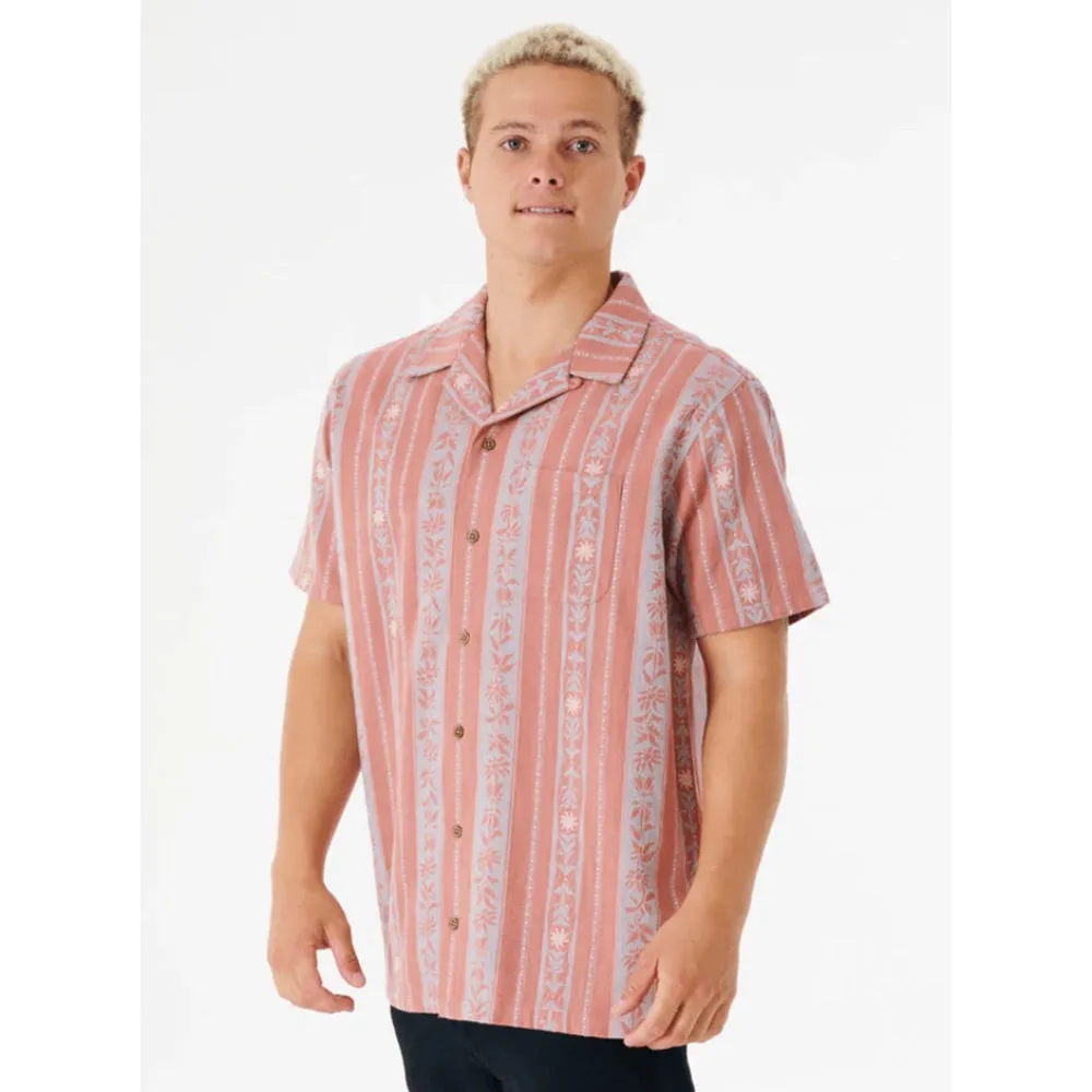 RIP CURL TOPANGA VERT STRIPE S/S SHIRT DUSTY ROSE