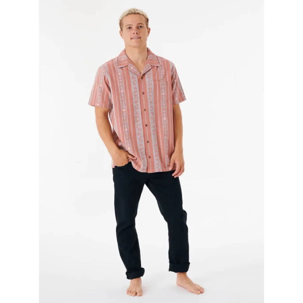 RIP CURL TOPANGA VERT STRIPE S/S SHIRT DUSTY ROSE