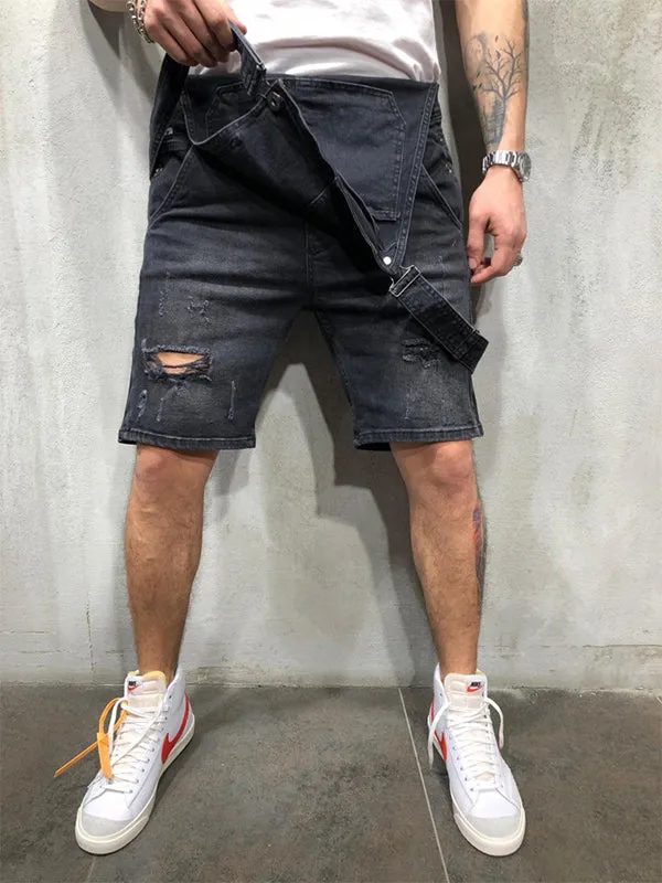 Ripped Denim Bib Rompers