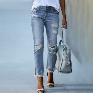 Ripped Raw Hem Jeans