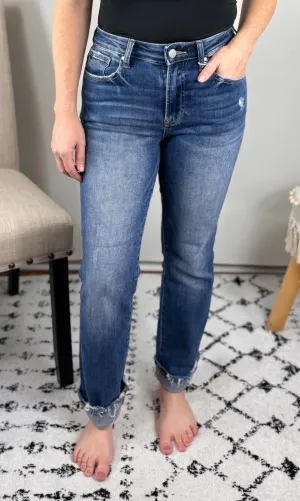 Risen Jennifer Mid-Rise Cuffed Straight Jean
