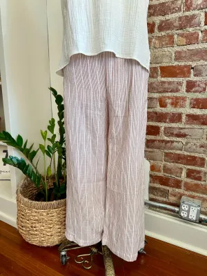 River Pinstriped Gauze Wide Leg - Rust