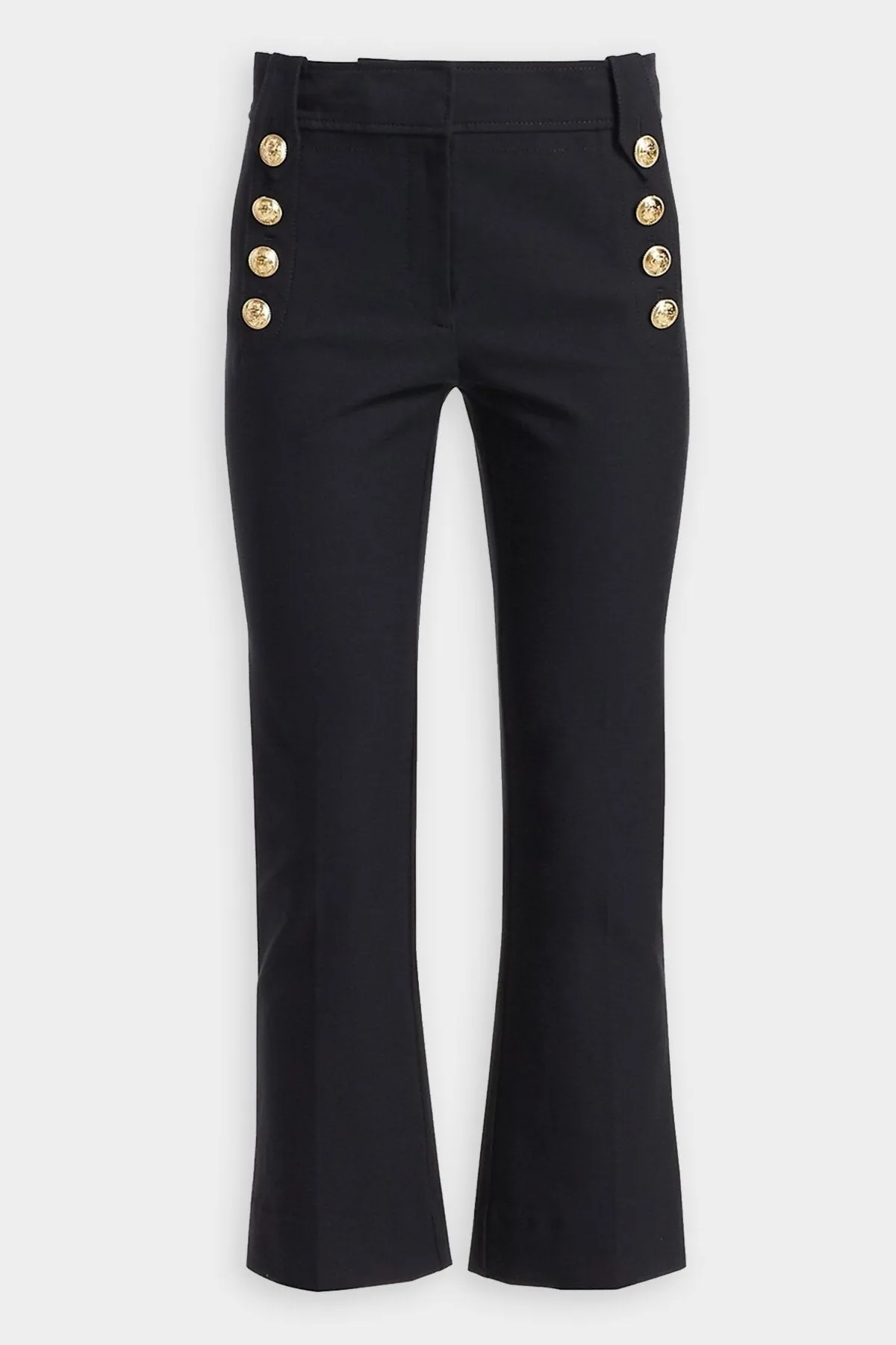 Robertson Cropped Flare Trouser with Sailor Buttons in Midnight
