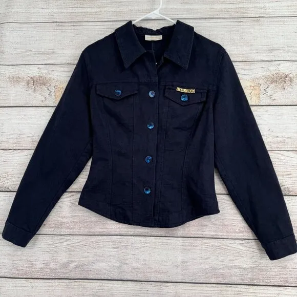 ROCCOBAROCCO Jeans Button Up Jacket Women's Size‎ Small Indigo Made in Italy