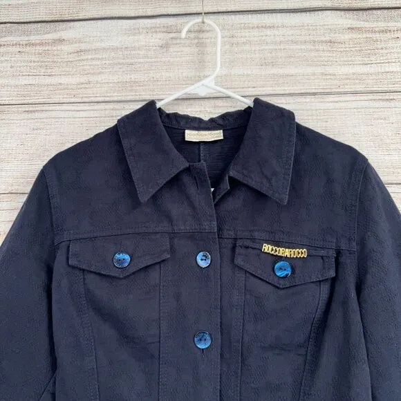 ROCCOBAROCCO Jeans Button Up Jacket Women's Size‎ Small Indigo Made in Italy