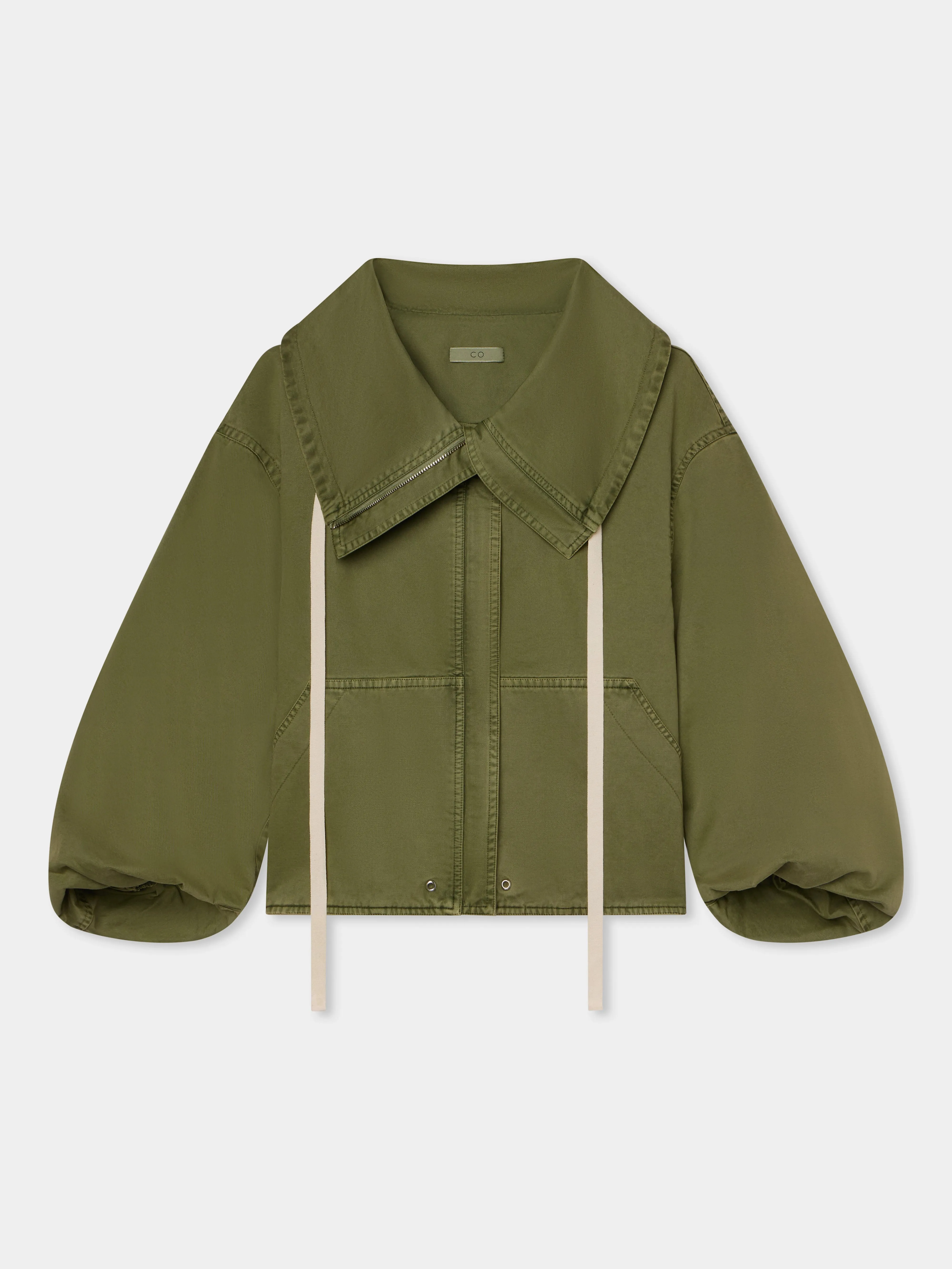 Rolled Collar Jacket - Army Green