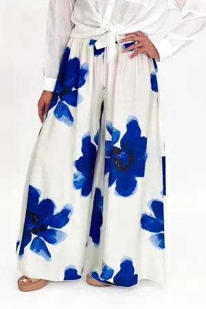 Royal Floral Print Wide Leg Pants