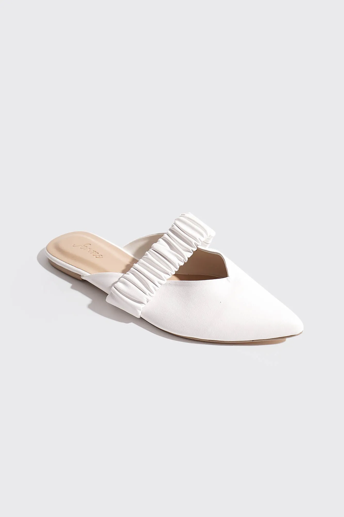 Ruched Band Padded Insole Pointed Toe Mules