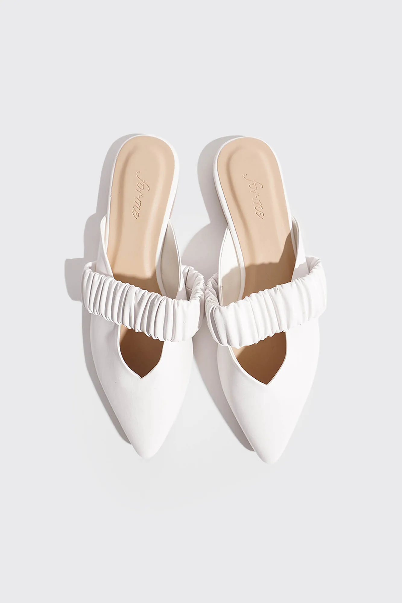 Ruched Band Padded Insole Pointed Toe Mules