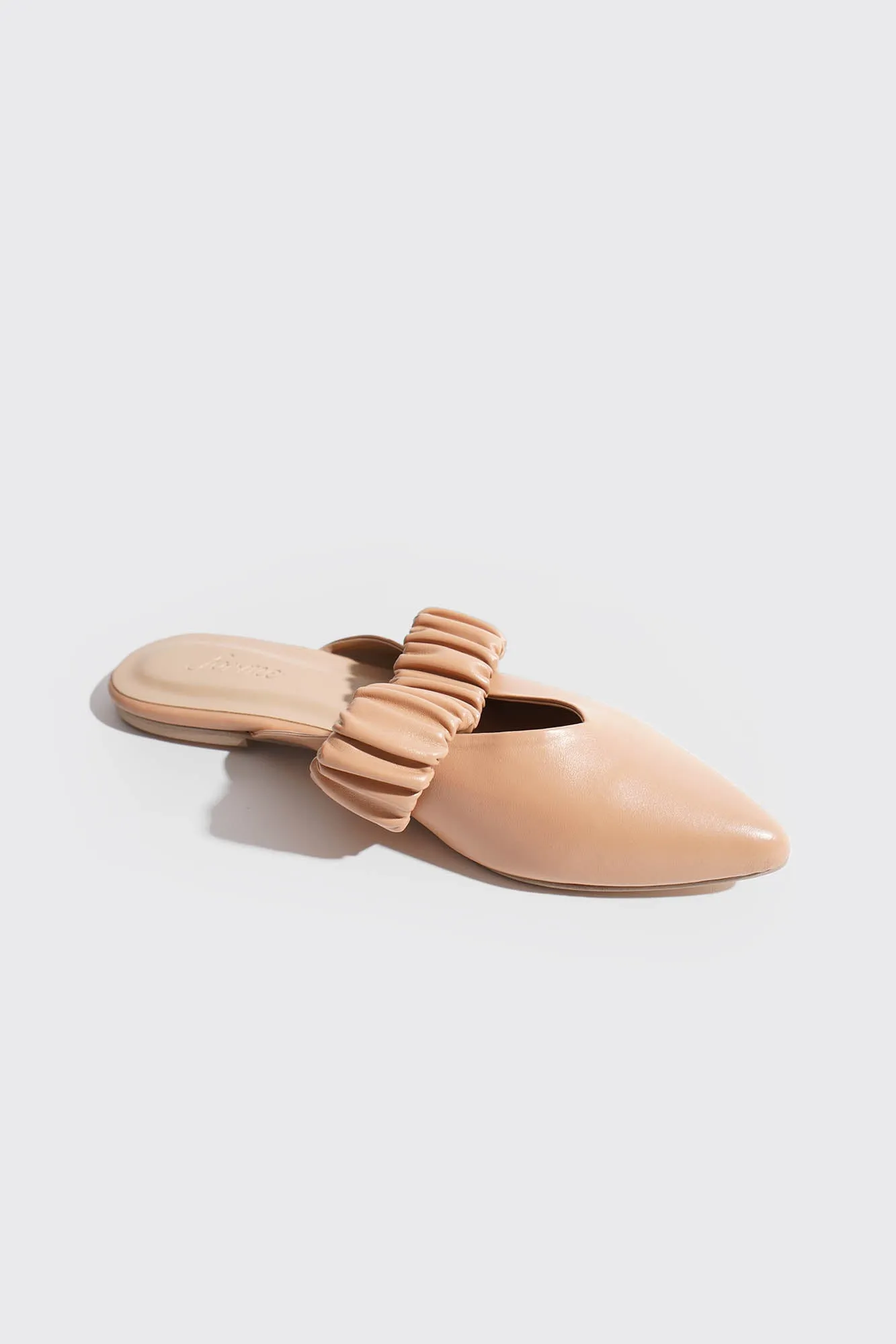 Ruched Band Padded Insole Pointed Toe Mules