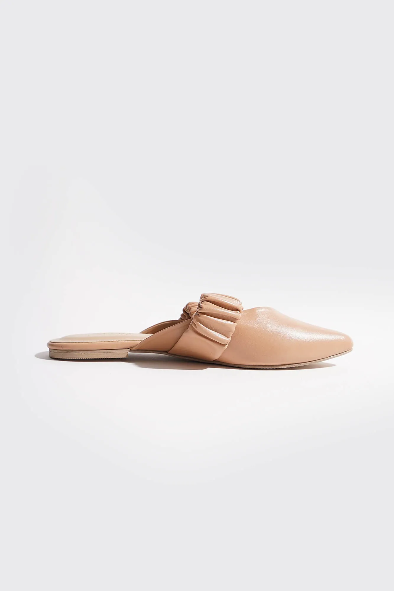 Ruched Band Padded Insole Pointed Toe Mules