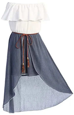Ruffle Hi Lo Maxi Skirt Romper for Girls