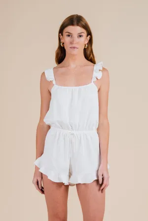 Ruffle Romper - Cloud