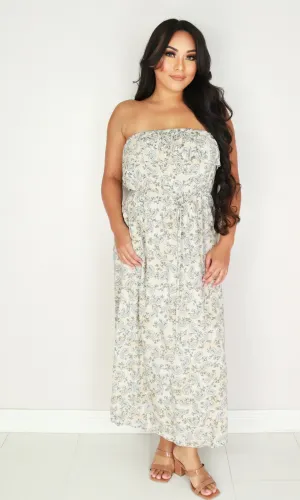 RUFFLE TOP TUBE MAXI DRESS