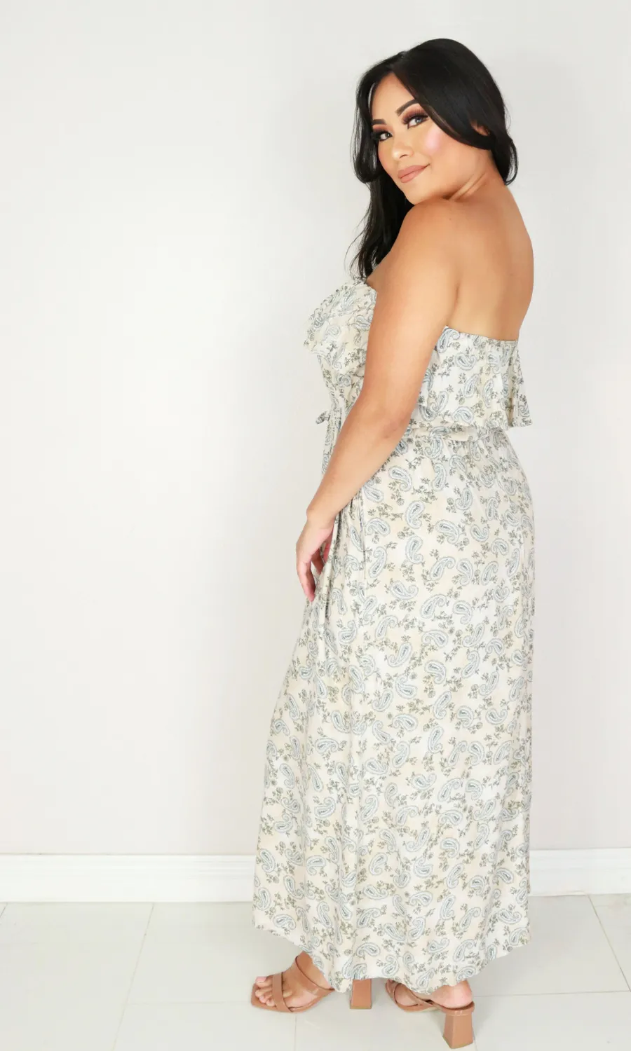 RUFFLE TOP TUBE MAXI DRESS