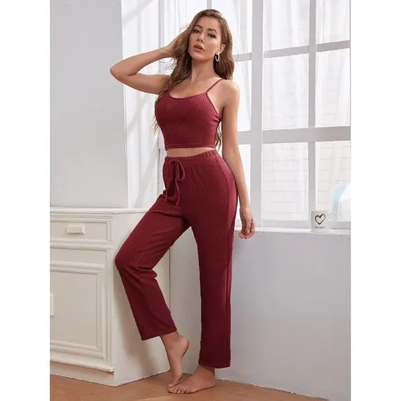 Rust Burgundy Waffle Weave 3 Piece Lounge Set