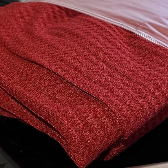 Rust Burgundy Waffle Weave 3 Piece Lounge Set