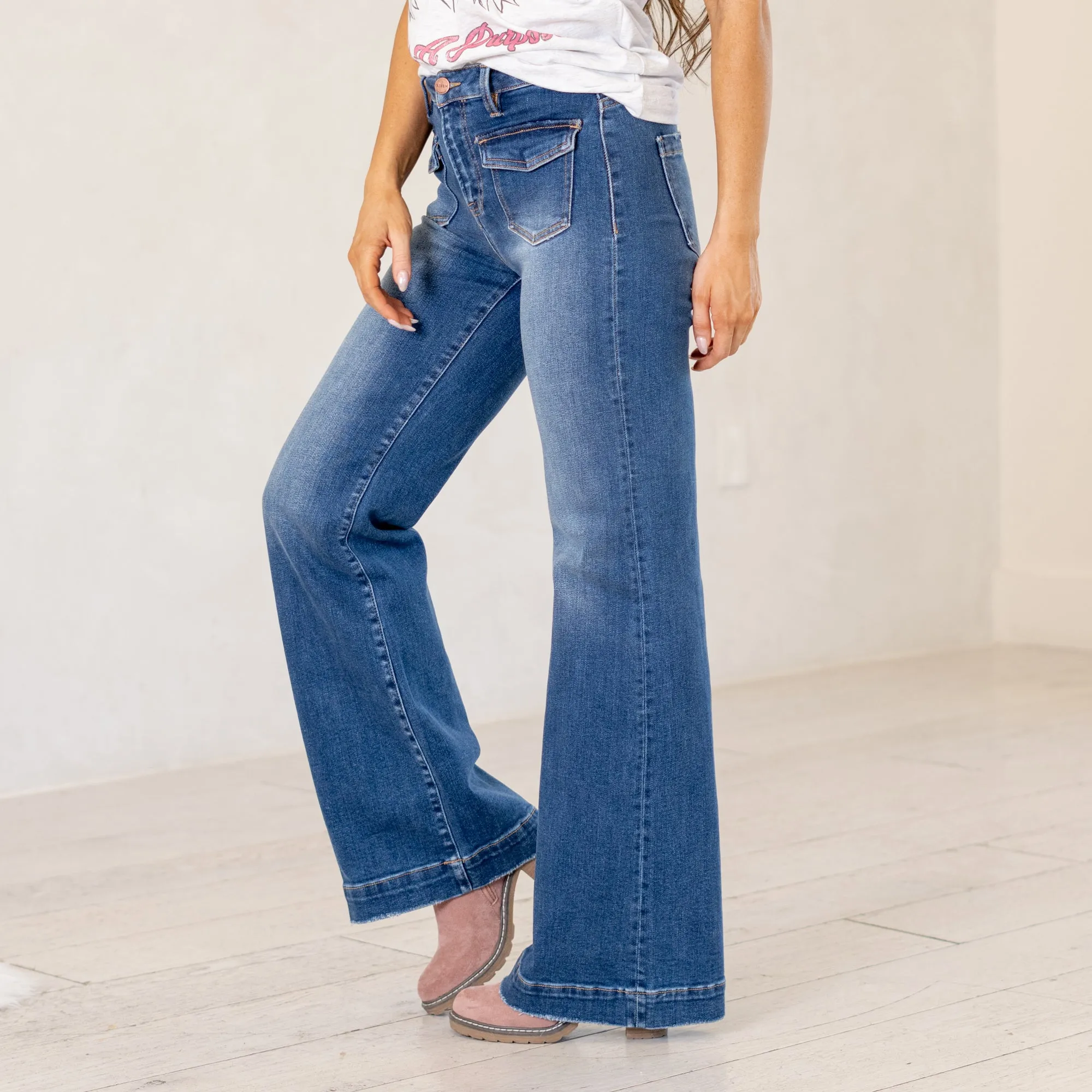 Sammy High Rise Front Pocket Wide Leg Regular & Plus Sizes