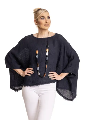 Sapphire Linen Top in Navy