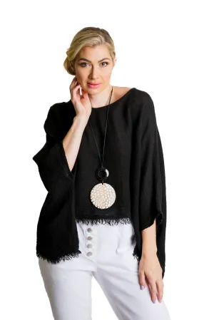 Sapphire Linen Top in Onyx