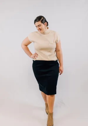 'Sara' Stretch Denim Skirt in Black