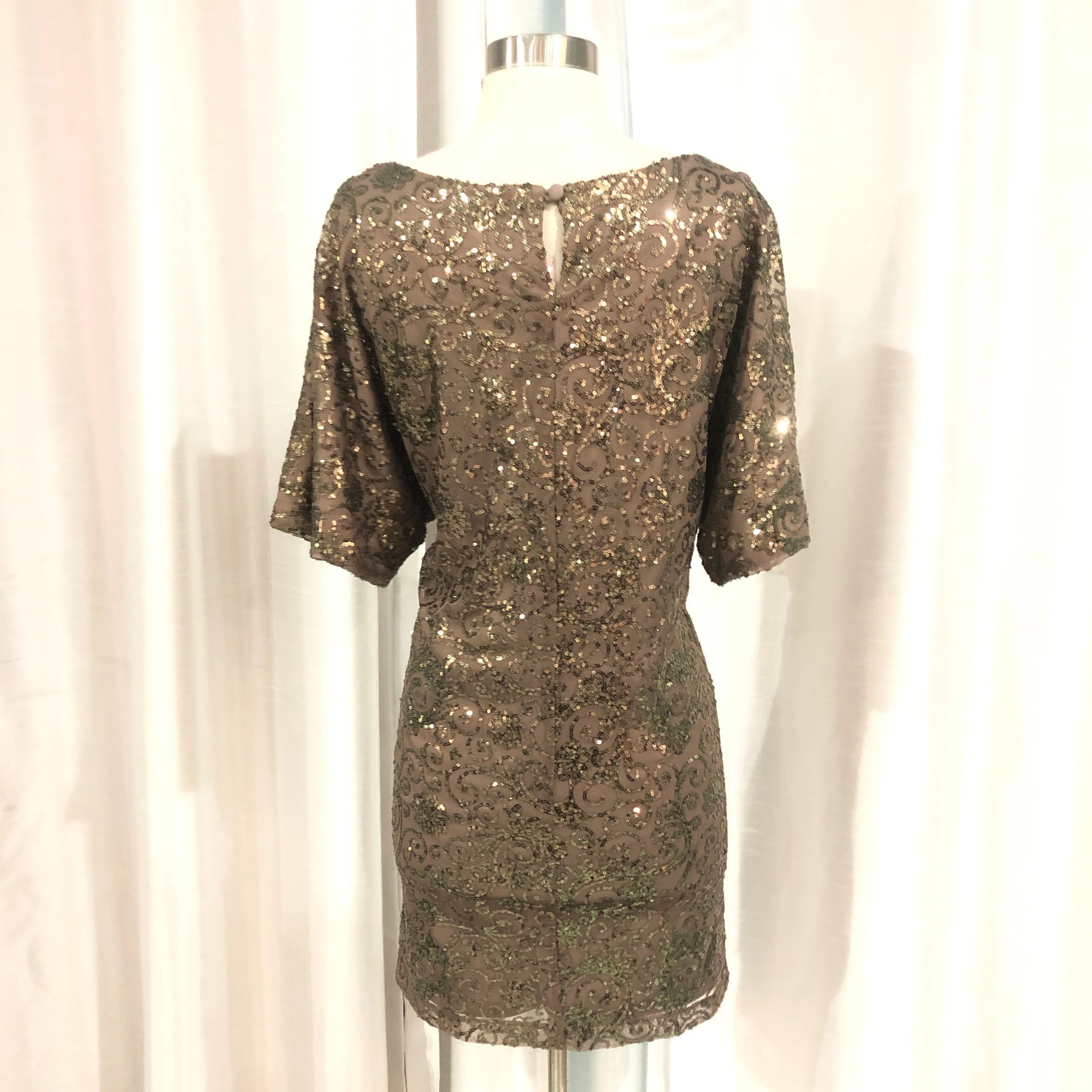 SCARLETT NITE Short Taupe Sequin Gown Size 10