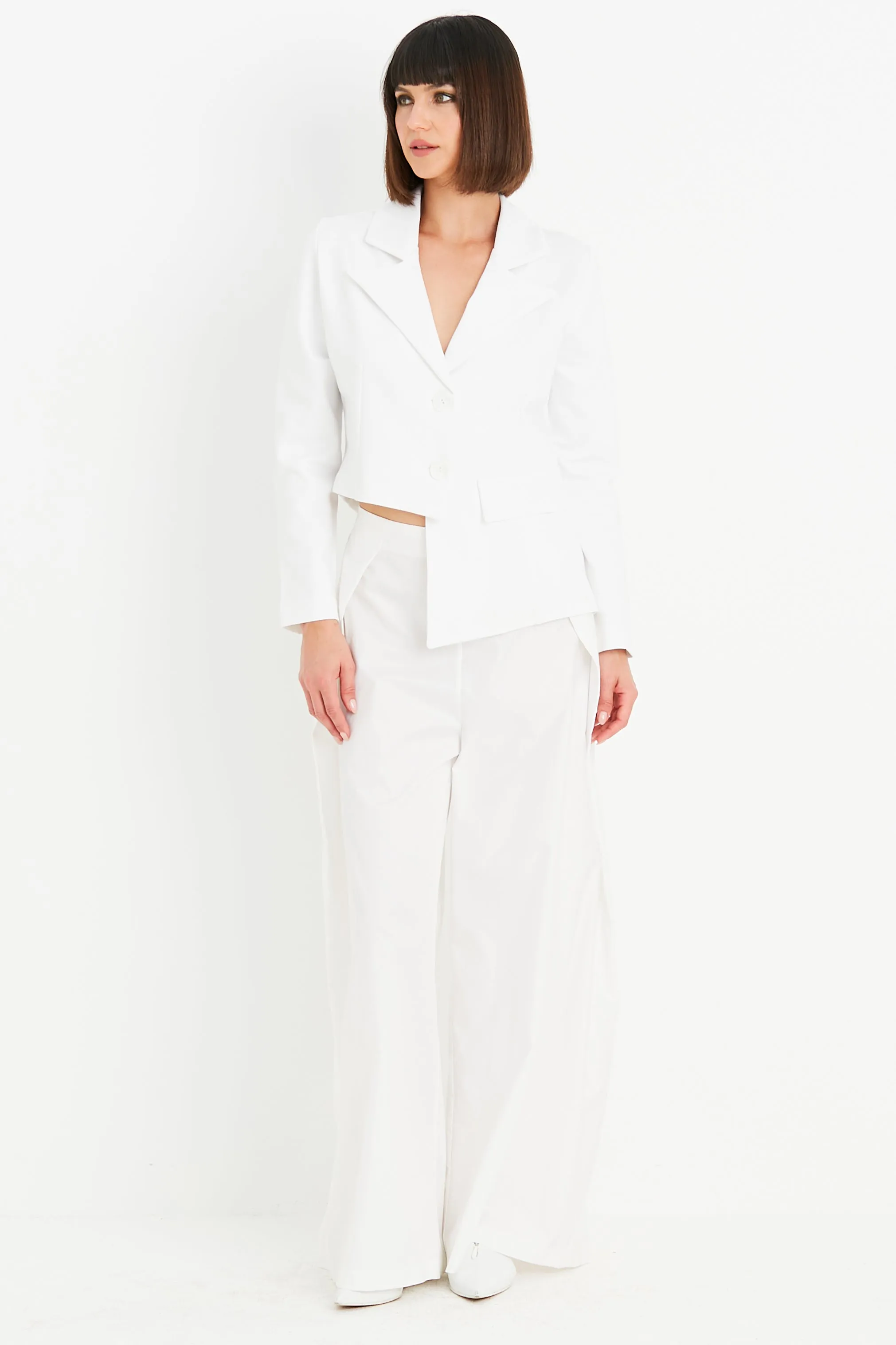 Scuba Cropped Asymmetrical Blazer