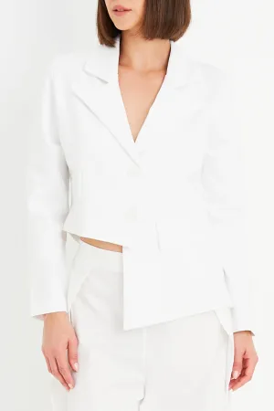 Scuba Cropped Asymmetrical Blazer