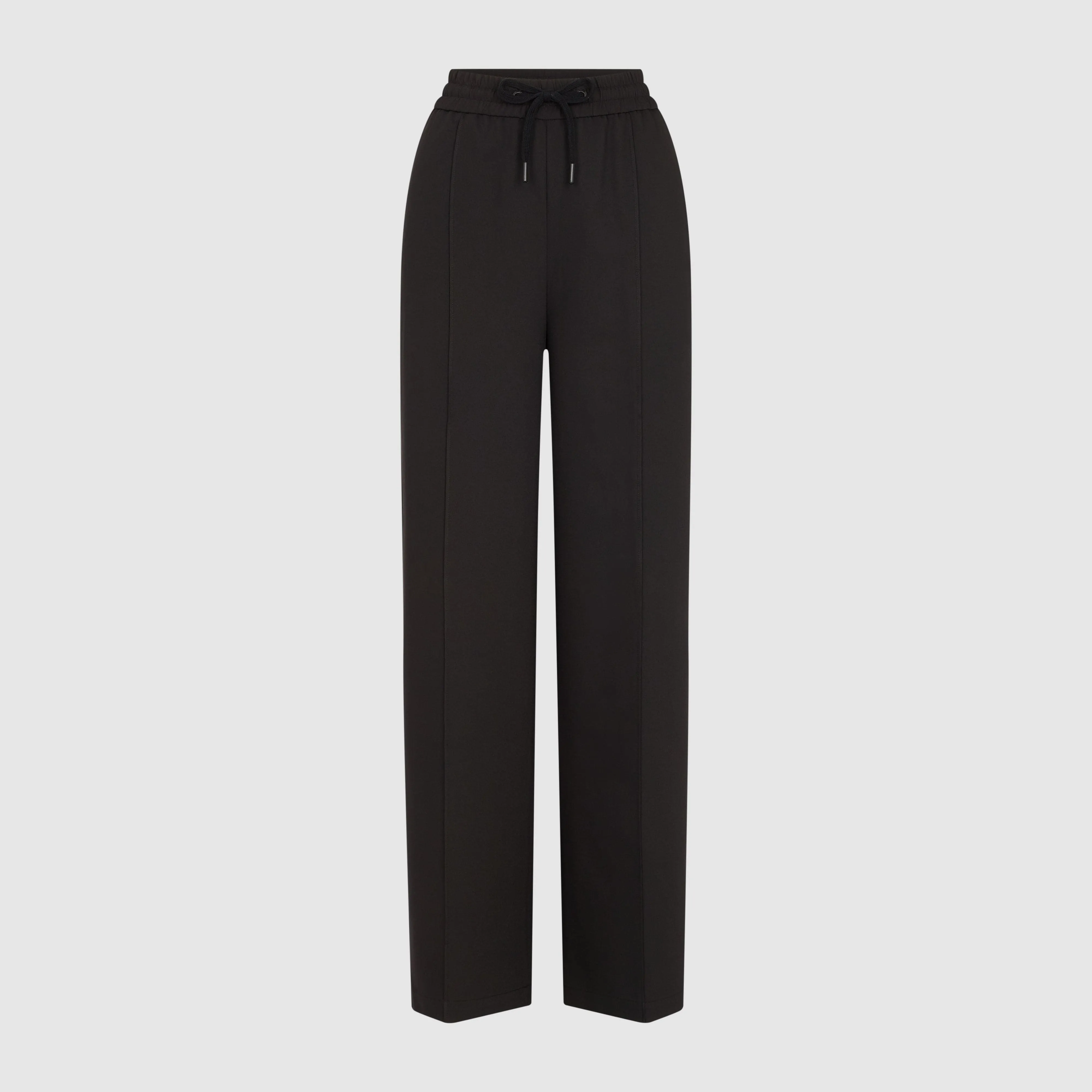 SEAM FRONT WIDE LEG TROUSERS - BLACK