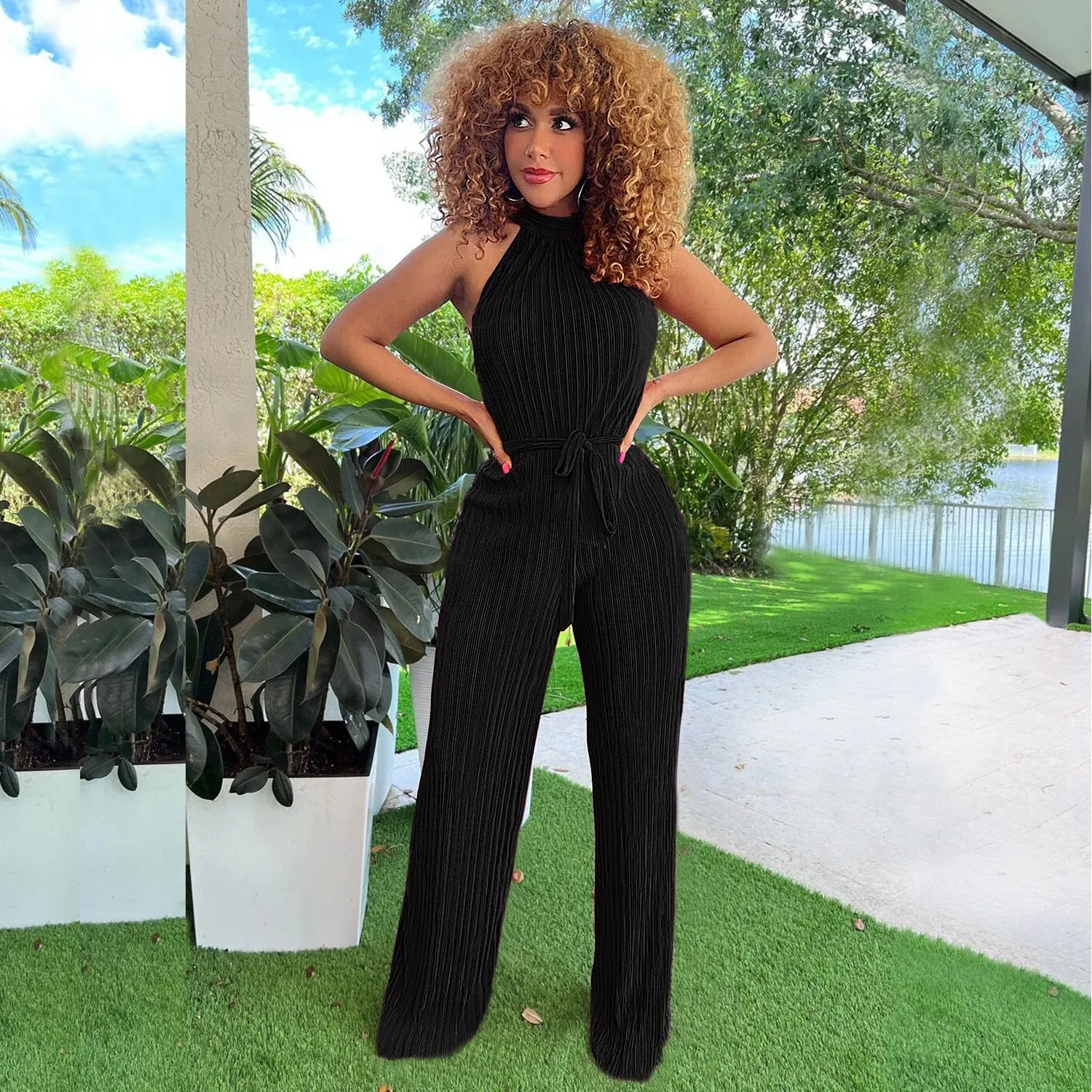 Sexy Women Pleated Jumpsuit