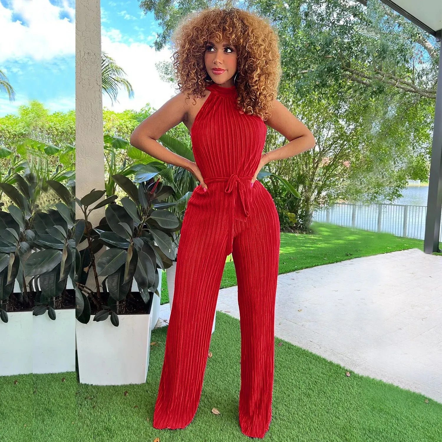 Sexy Women Pleated Jumpsuit