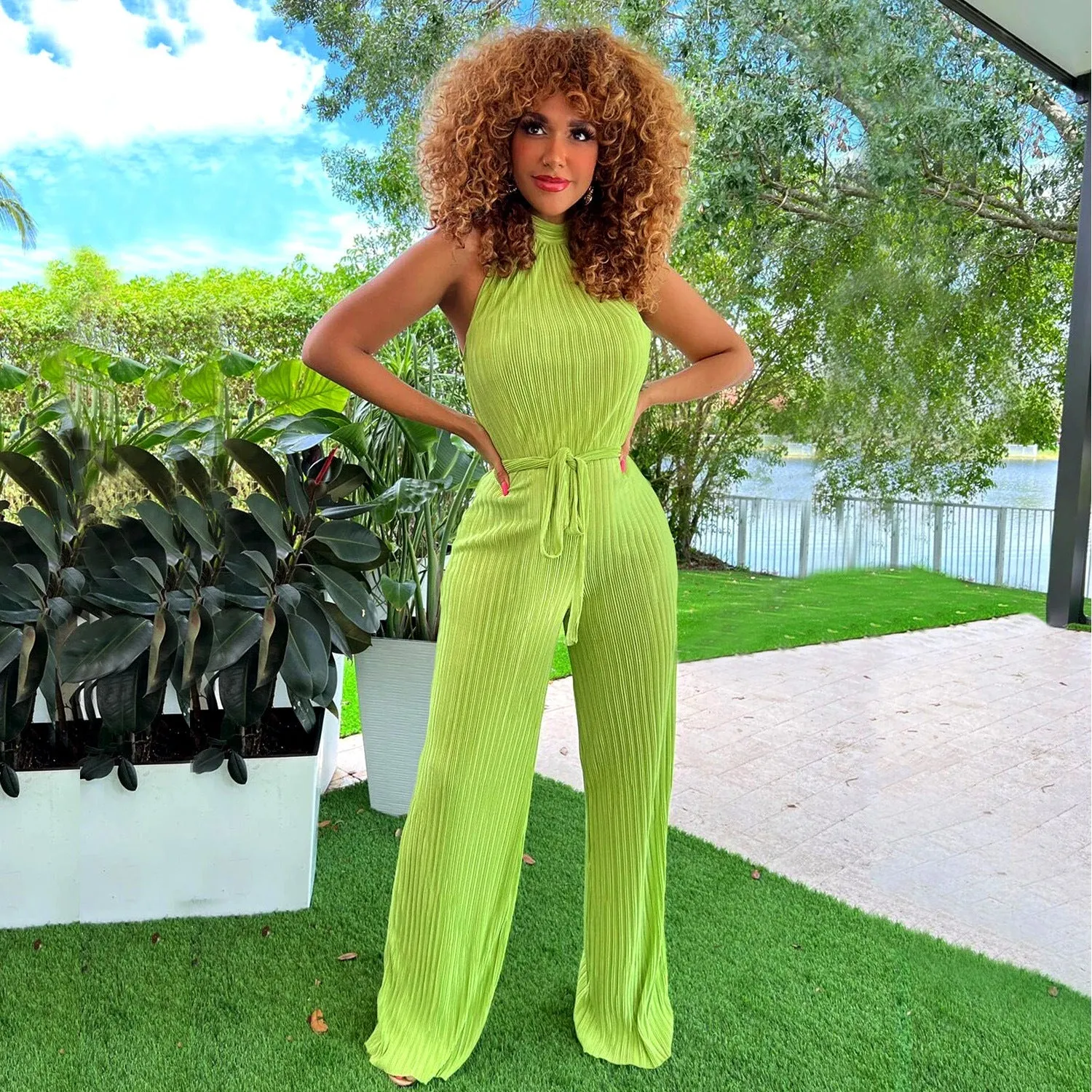 Sexy Women Pleated Jumpsuit