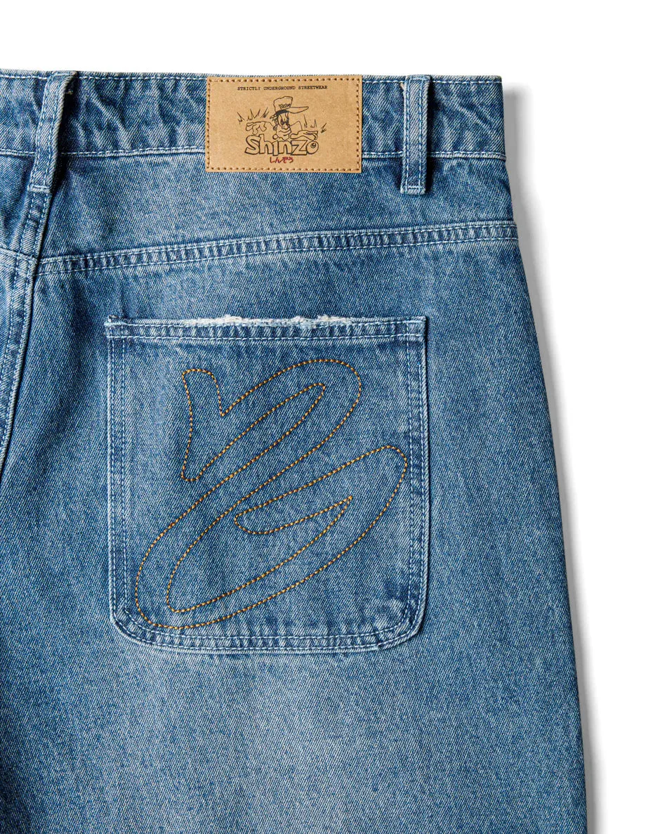 Shinzo 13.5oz Phat Cut Denim Pants Deep Indigo Blue