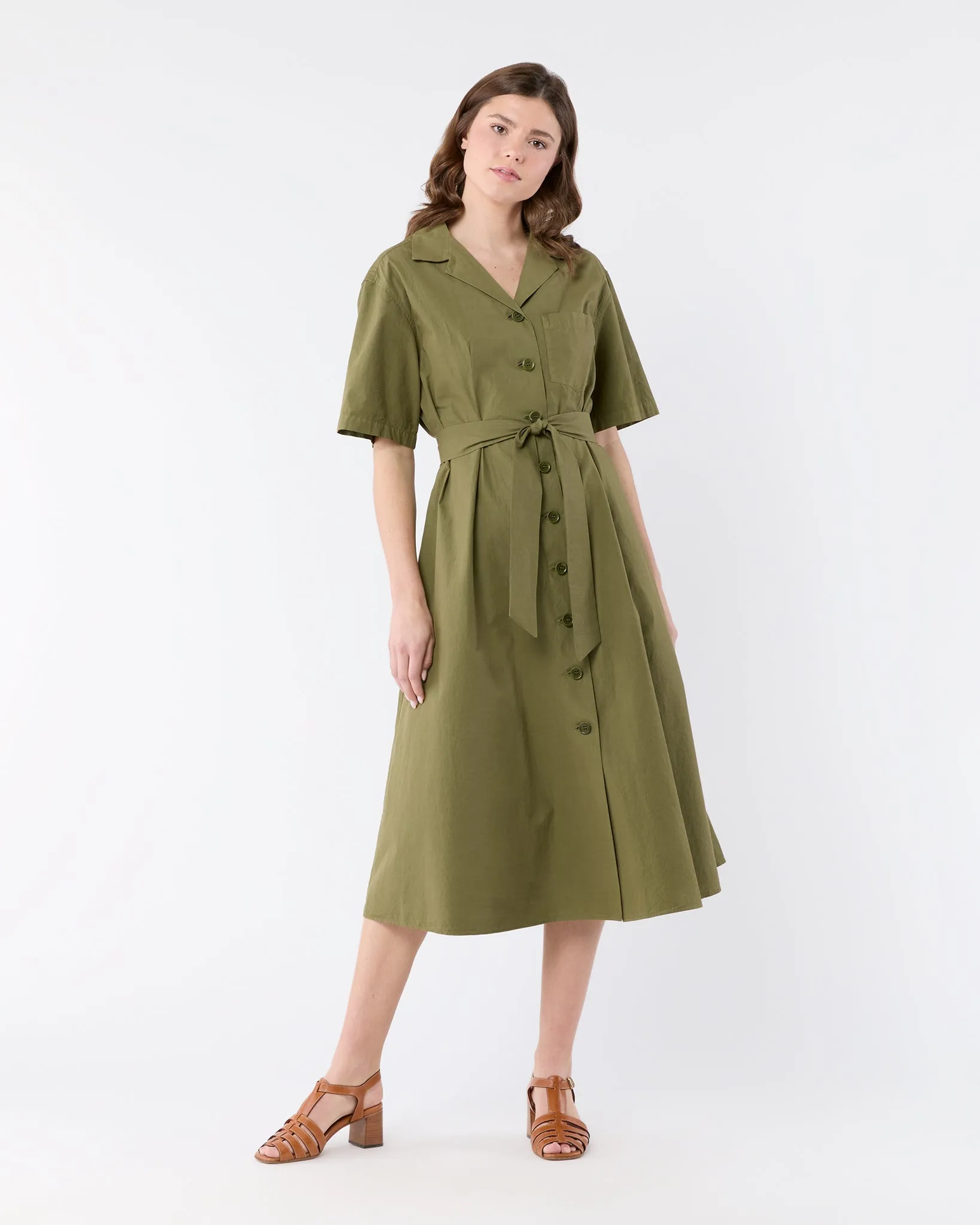 Short-Sleeved Shirtdress in Military