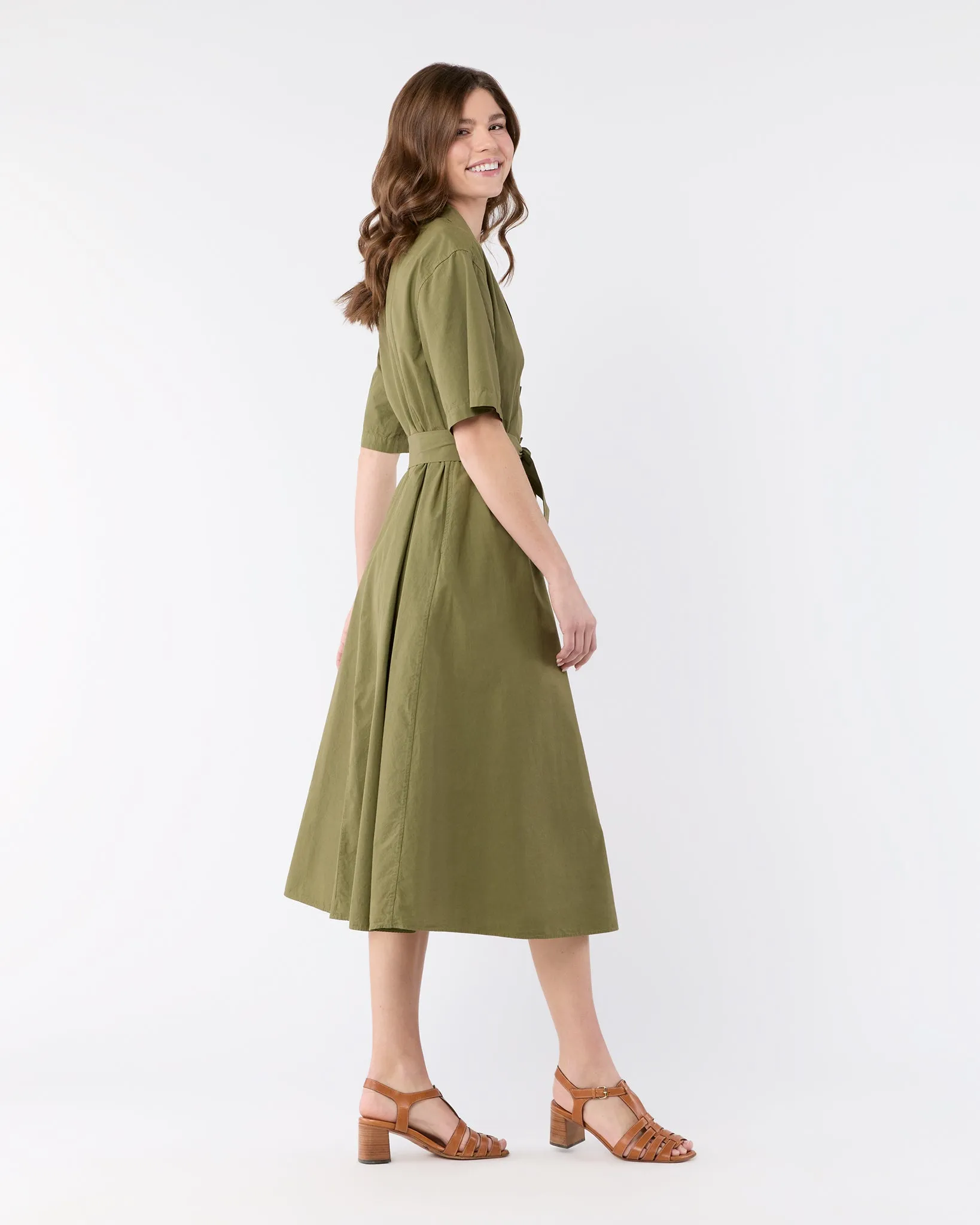 Short-Sleeved Shirtdress in Military