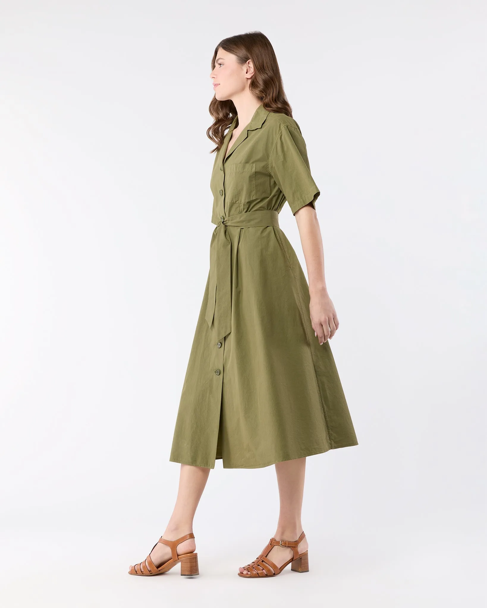 Short-Sleeved Shirtdress in Military
